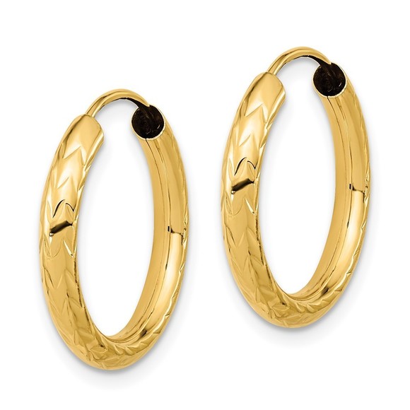 14k Polished & D/C Endless Hoop Earrings - Picture 4 of 4